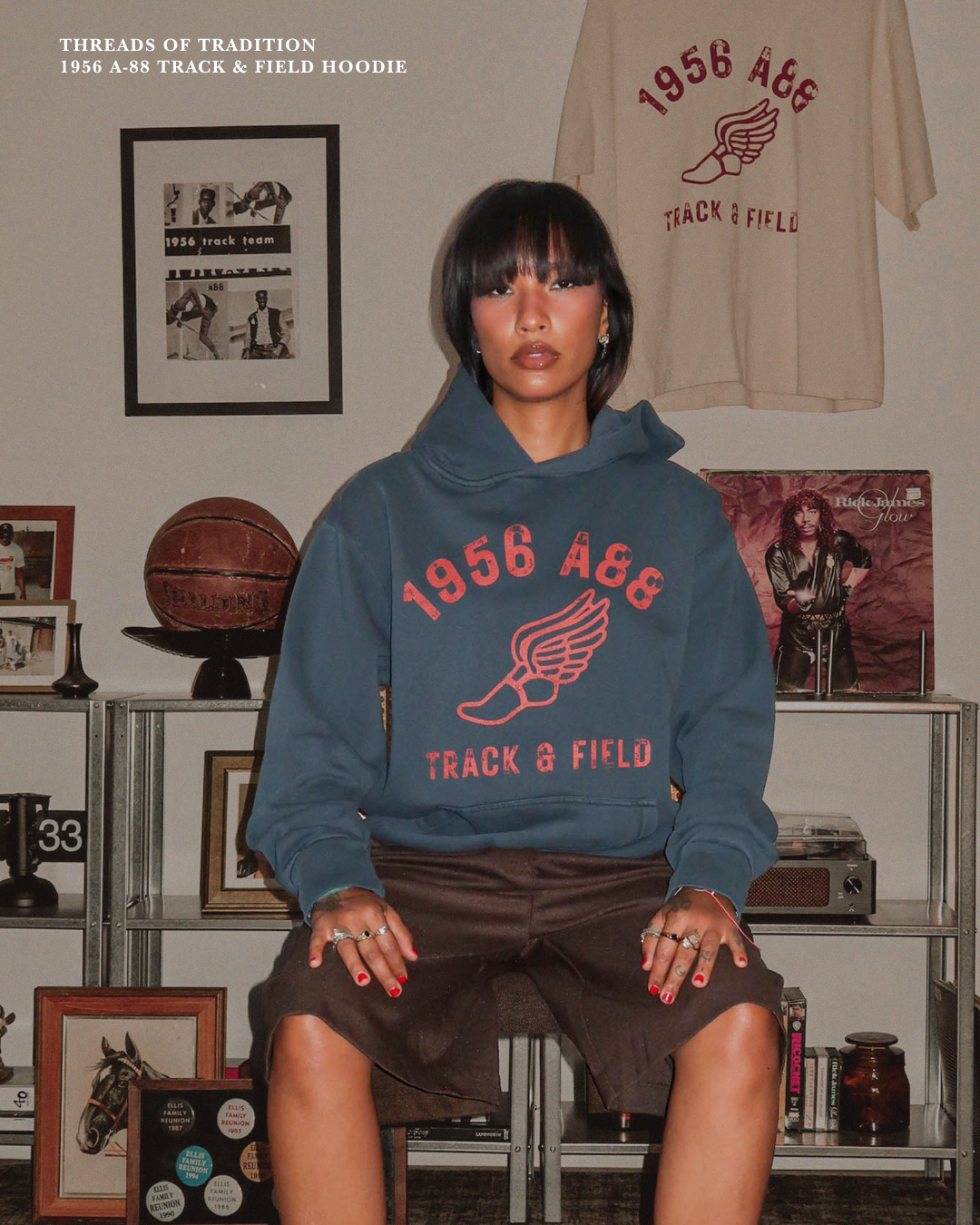 1956 Garment dyed Navy blue hoodie