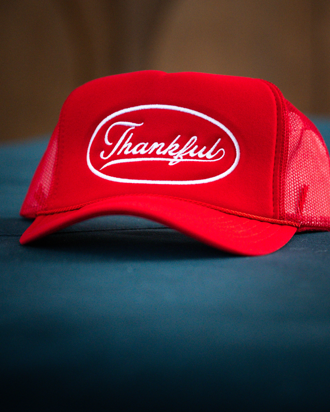 Red Thankful trucker hat