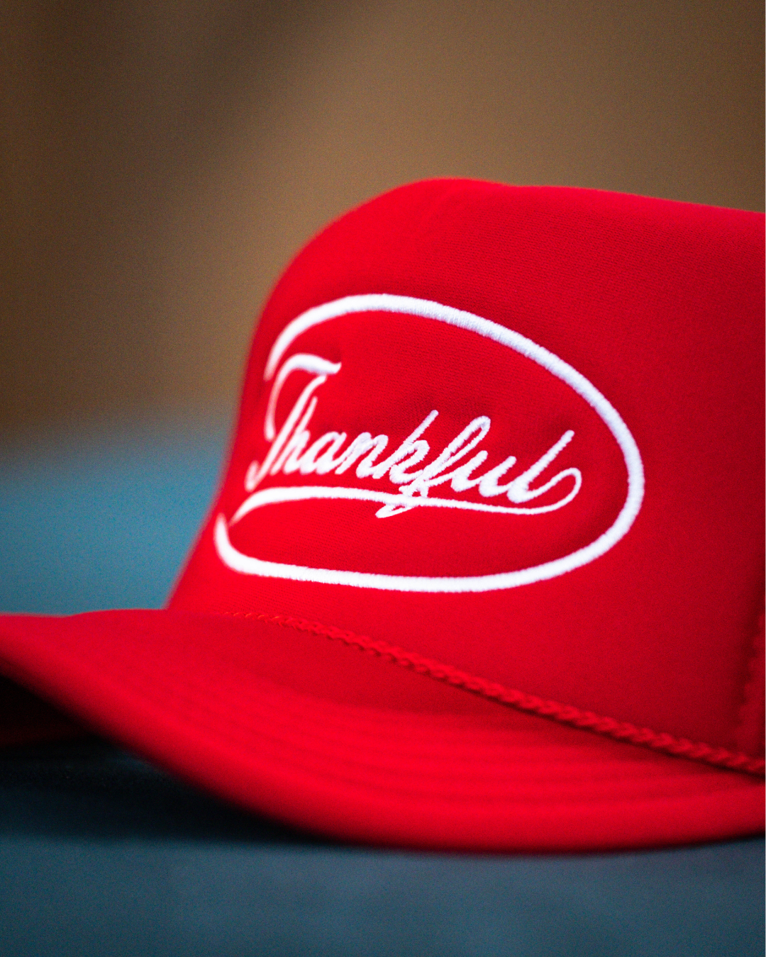 Red Thankful trucker hat