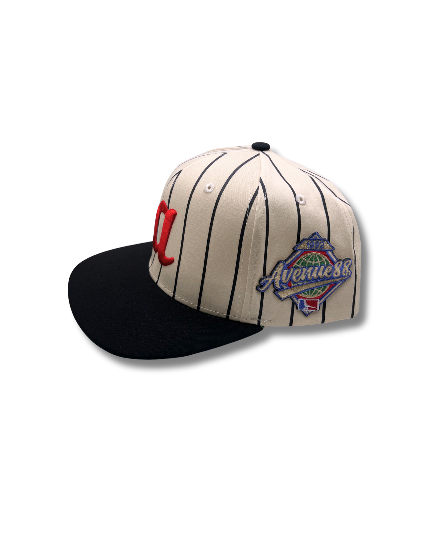 Pinstripe Black and Red Baseball Cap