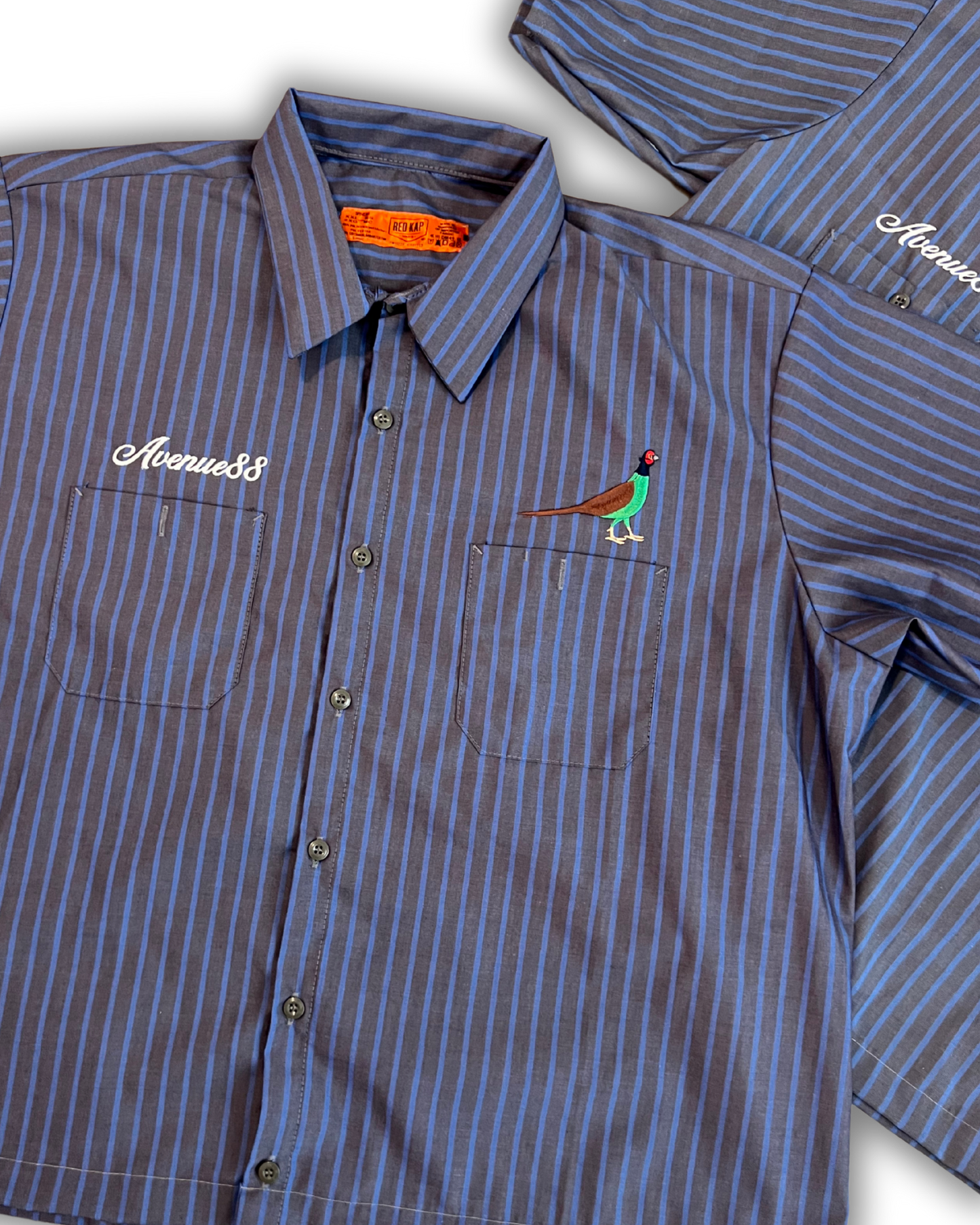 Gray and light Blue Cropped Pinstriped Workmen Shirt