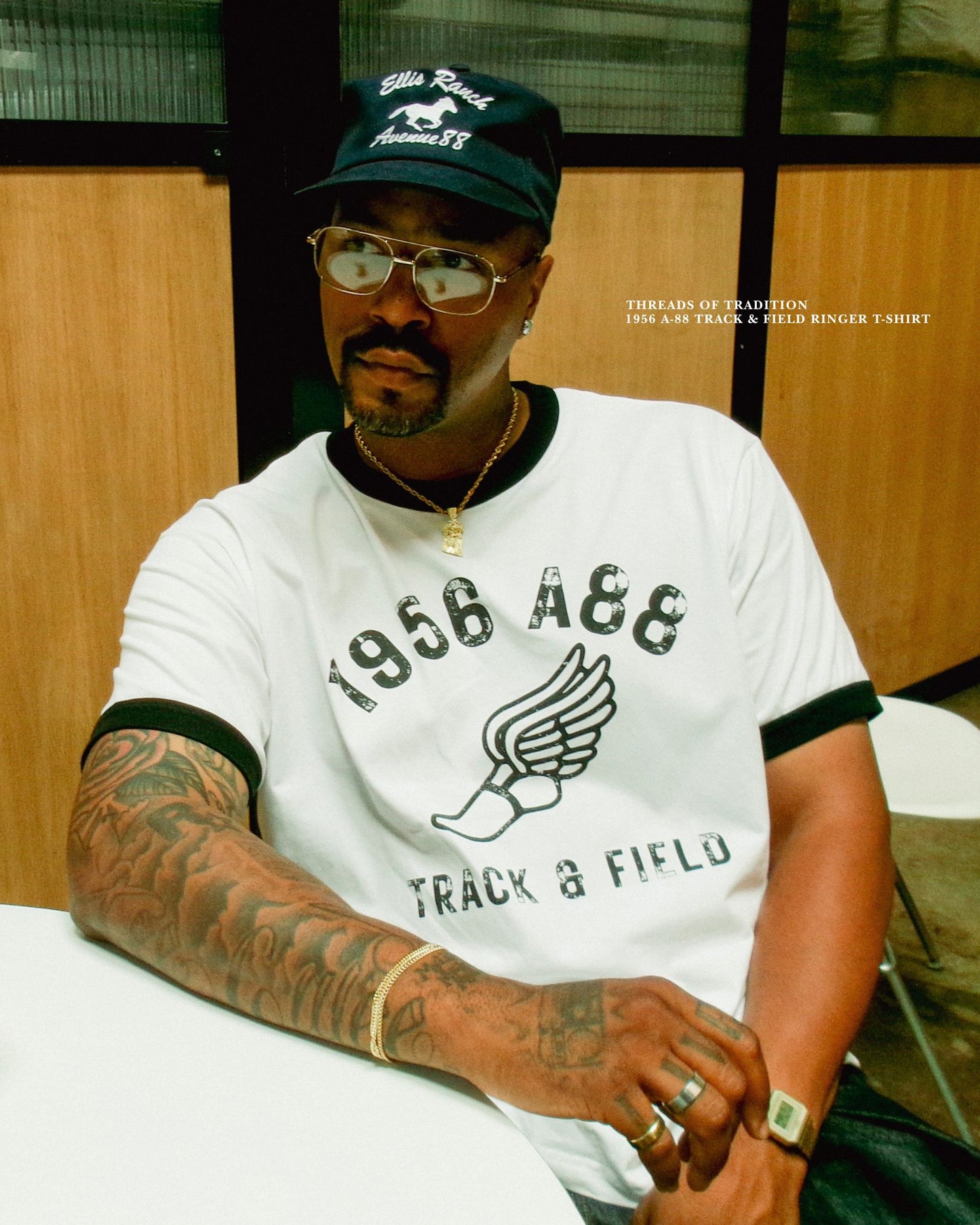 1956 A88 Black & white ringer T-Shirt