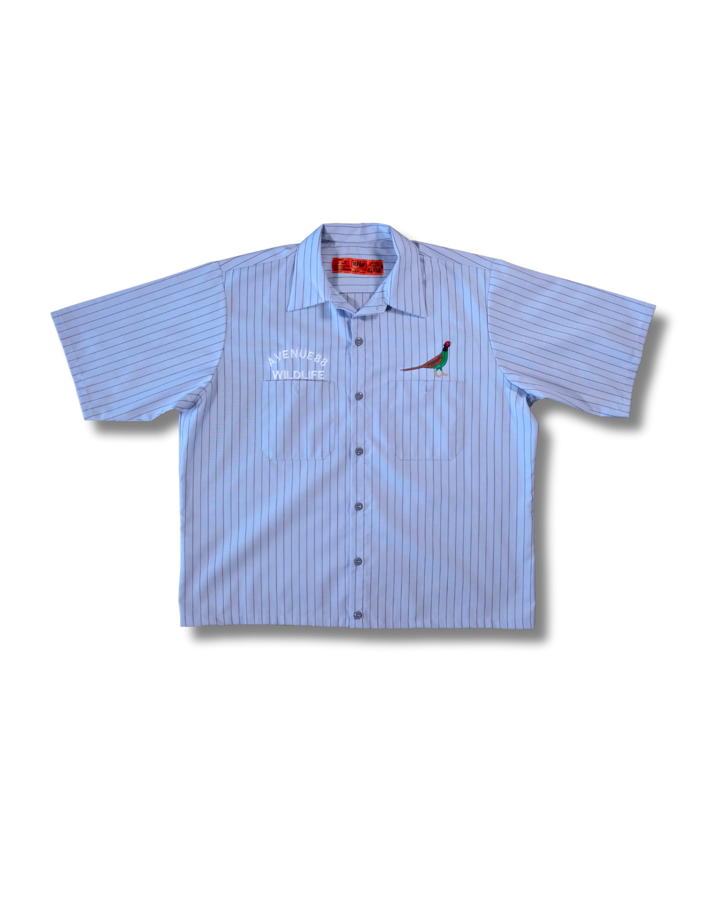Cropped wildlife pinstriped  workmen shirt