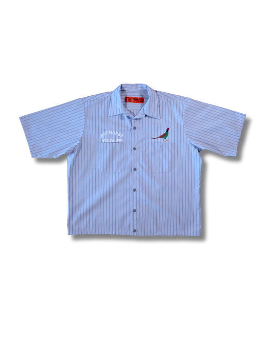 Cropped wildlife pinstriped  workmen shirt