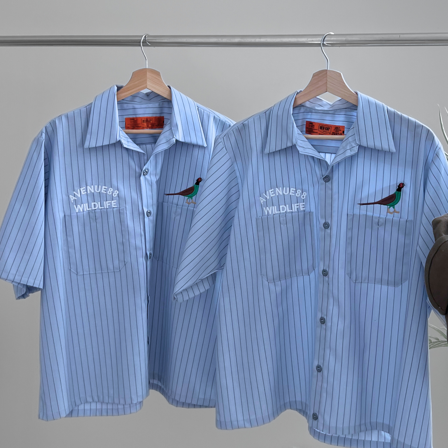 Cropped wildlife pinstriped  workmen shirt