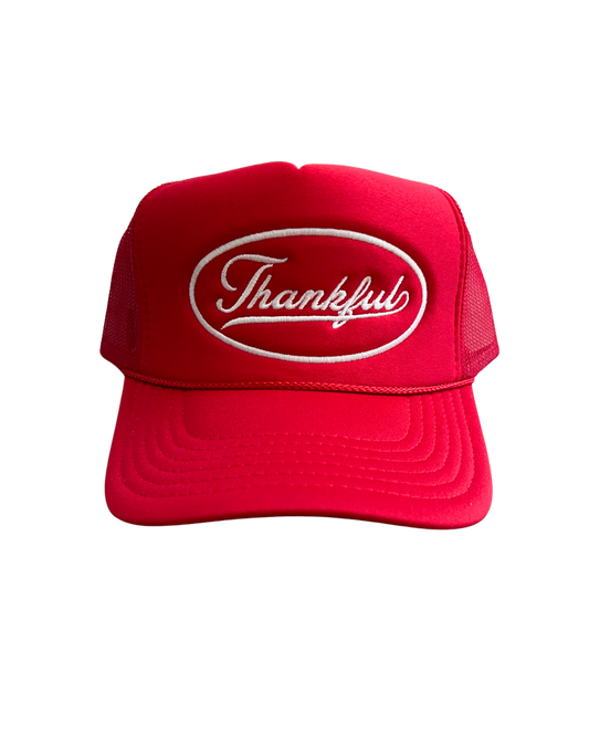 Red Thankful trucker hat