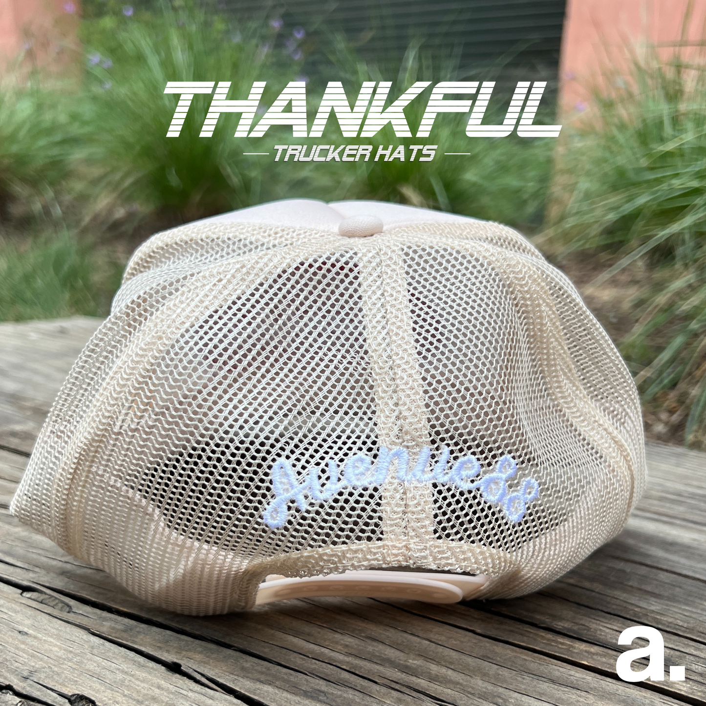Brown thankful trucker hat