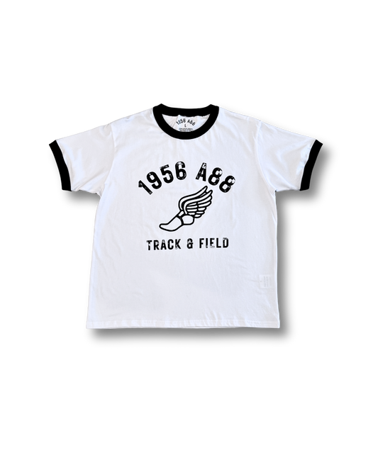 1956 A88 Black & white ringer T-Shirt