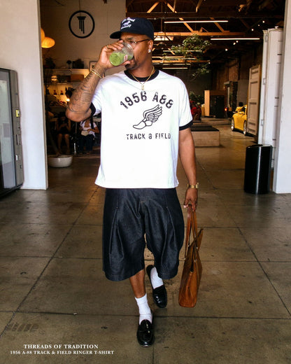 1956 A88 Black & white ringer T-Shirt