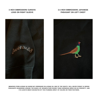 Black wildlife pheasant crew neck