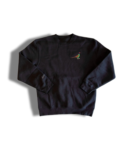 Black wildlife pheasant crew neck