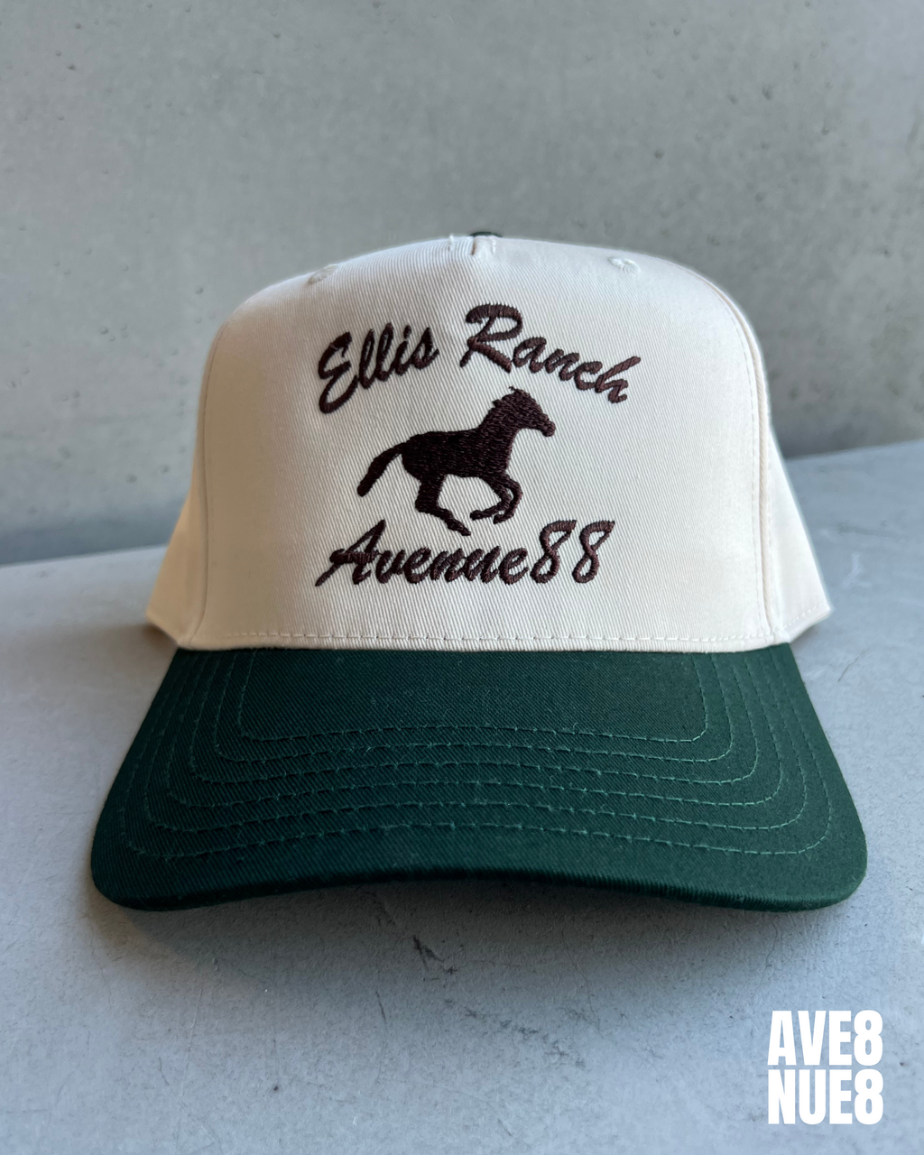 Cream/ Forest green Ellis ranch hat
