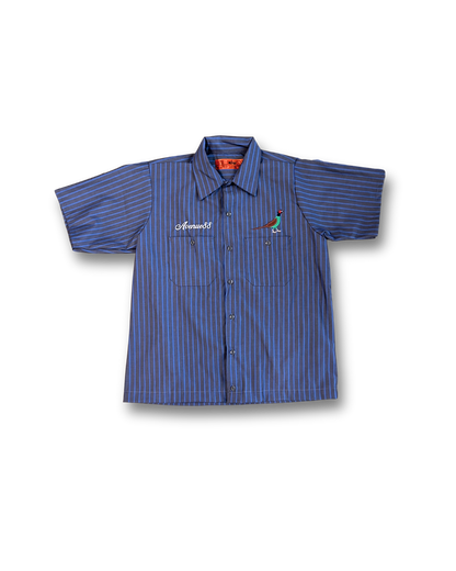 Gray and light Blue Cropped Pinstriped Workmen Shirt