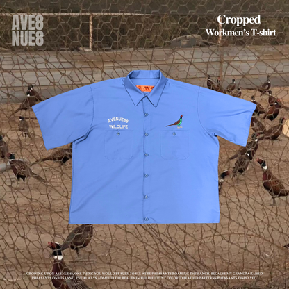 Cropped wildlife Light blue workmen shirt