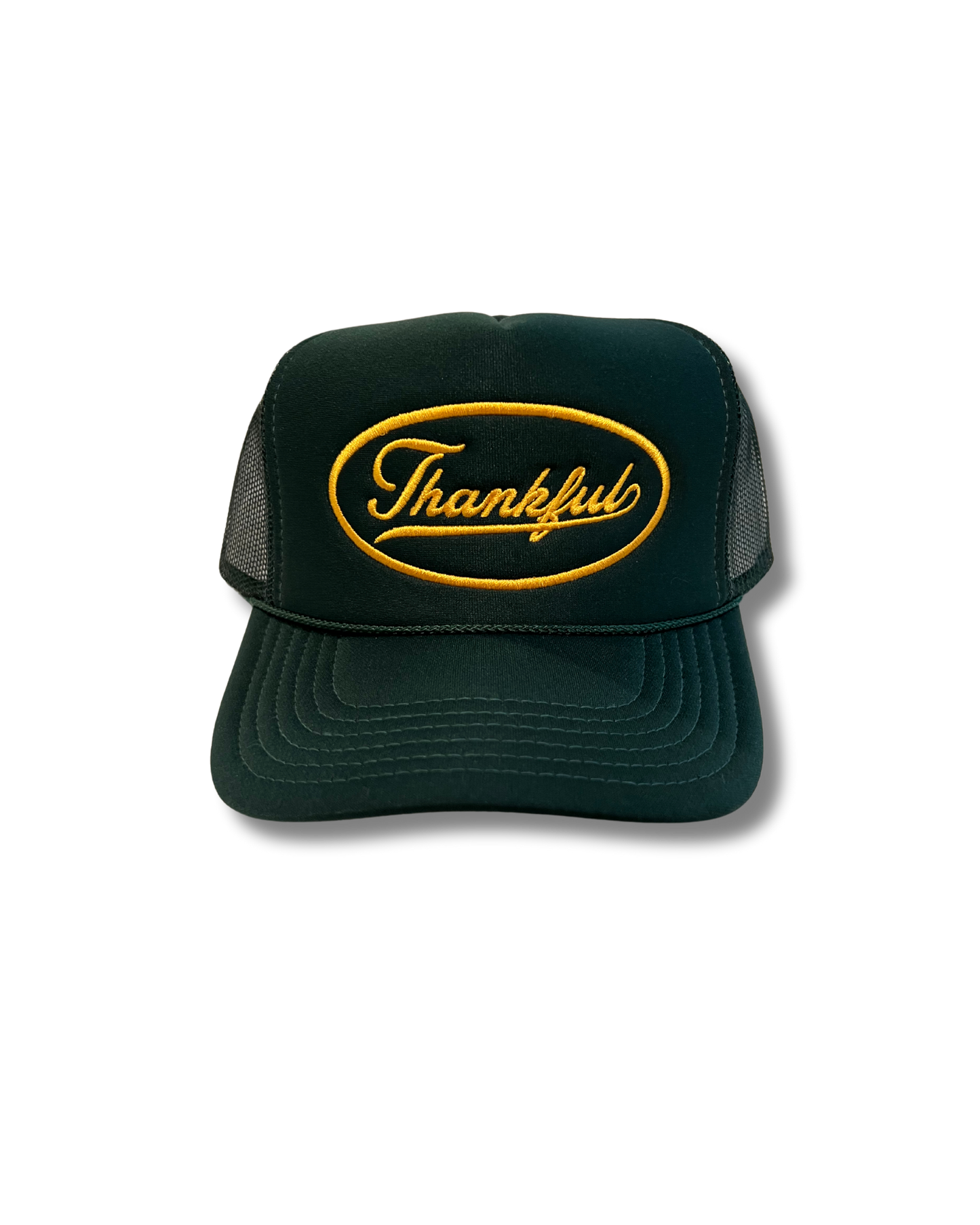 Thankful forest green & yellow trucker hat