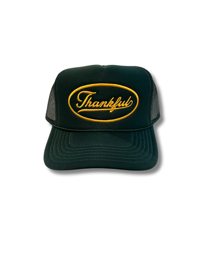 Thankful forest green & yellow trucker hat