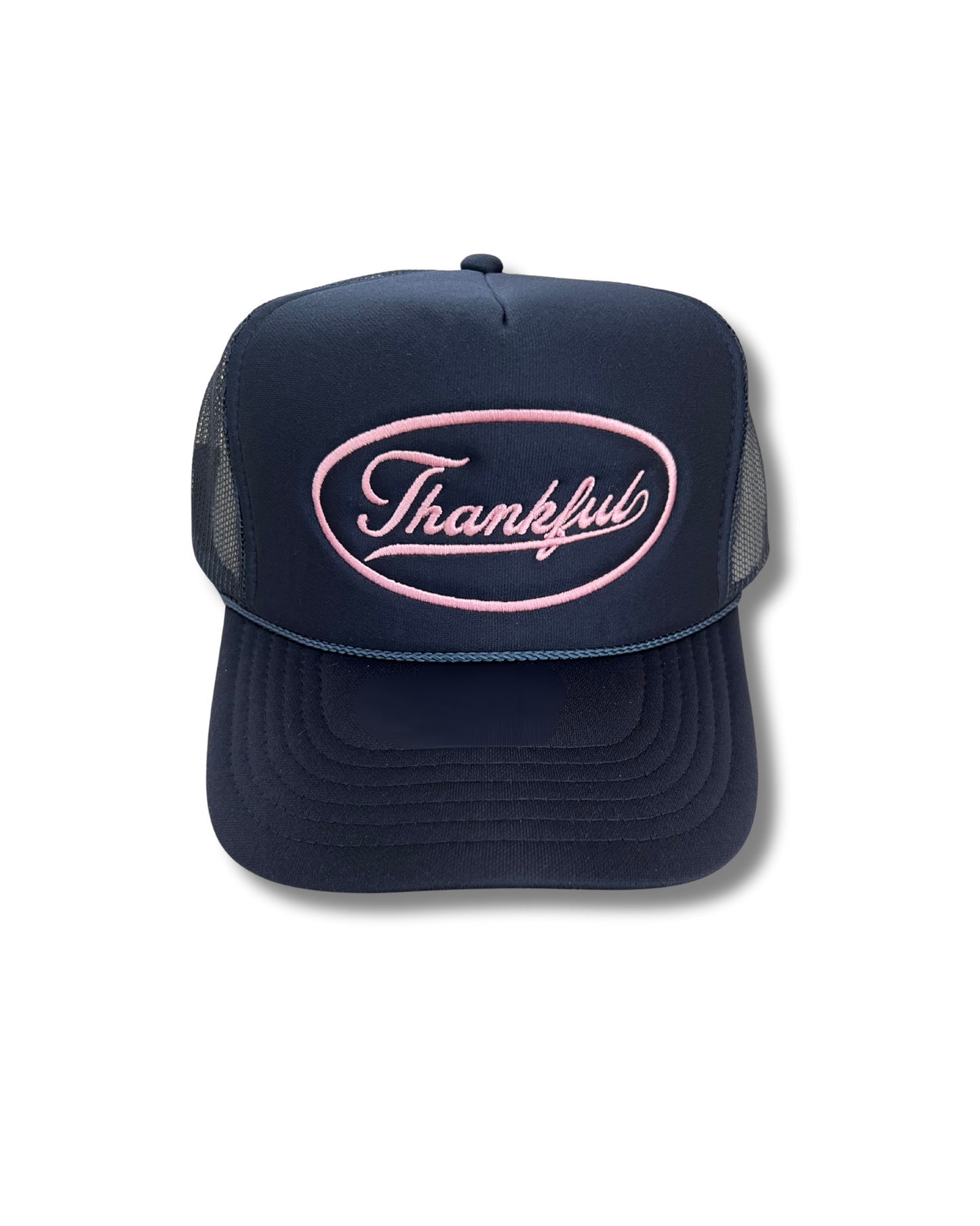 Navy blue / pink Thankful trucker hat