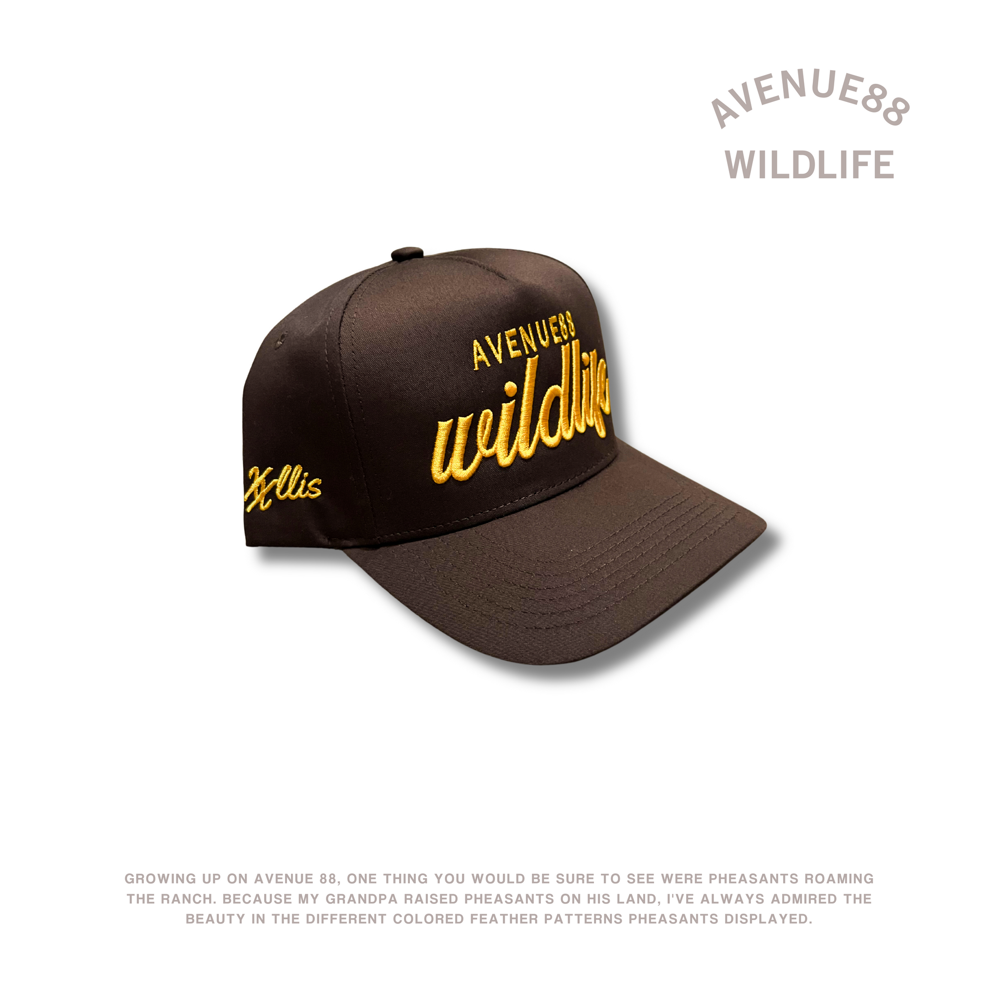 Brown & Yellow wildlife baseball cap (snapback)