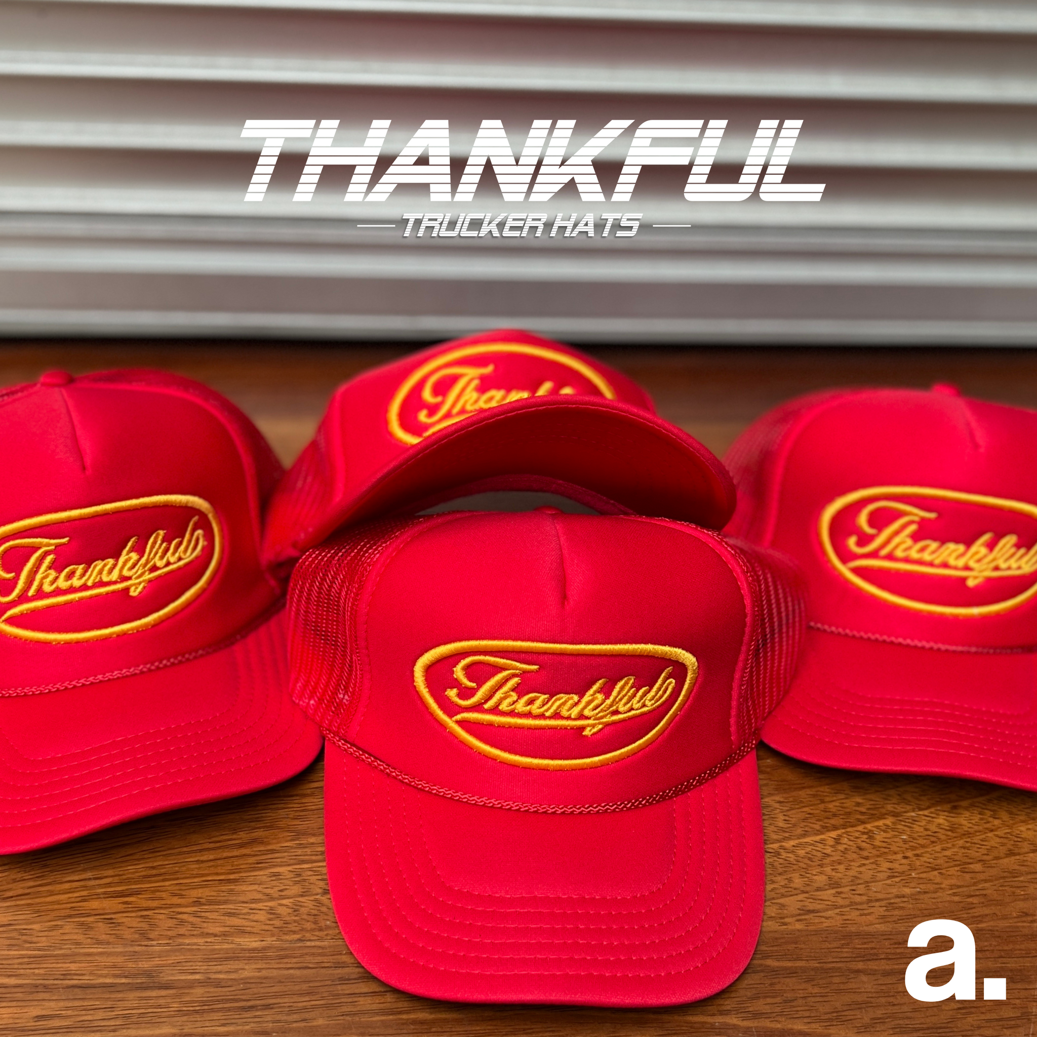 Red Thankful trucker hat