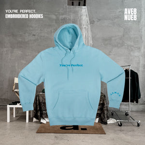 You’re Perfect embroidered hoodie Blue mist turquoise
