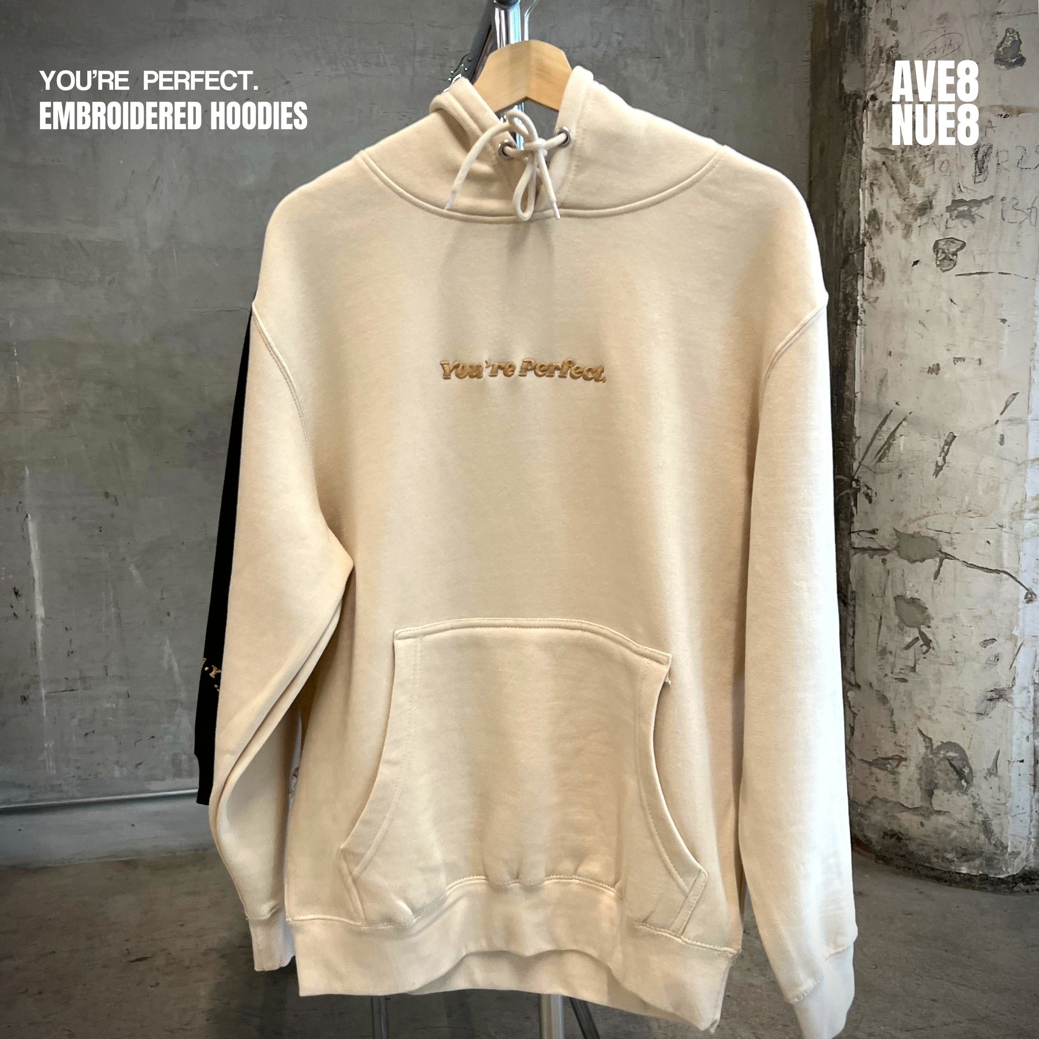 You’re Perfect embroidered hoodie cream