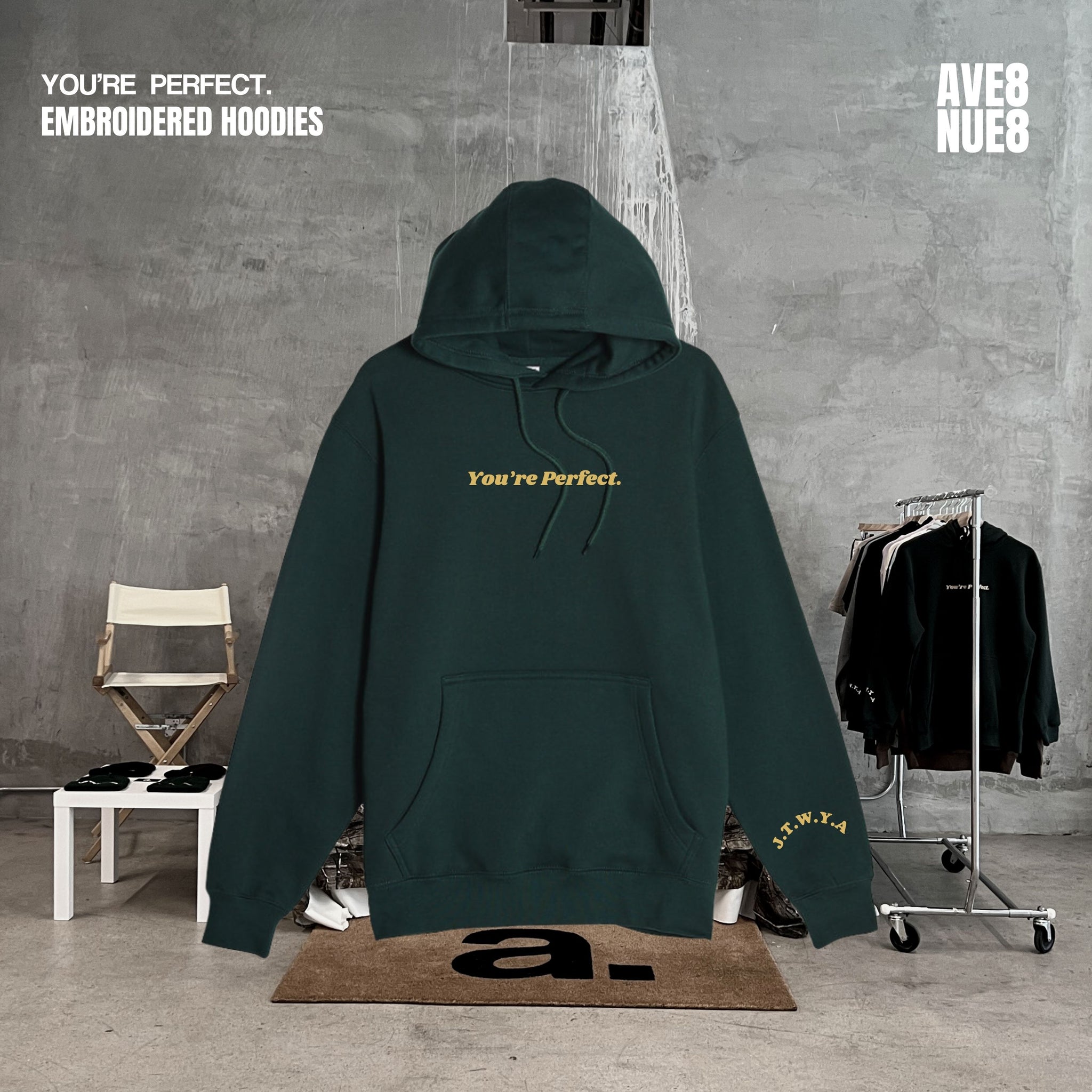 You’re Perfect embroidered hoodie Forest green